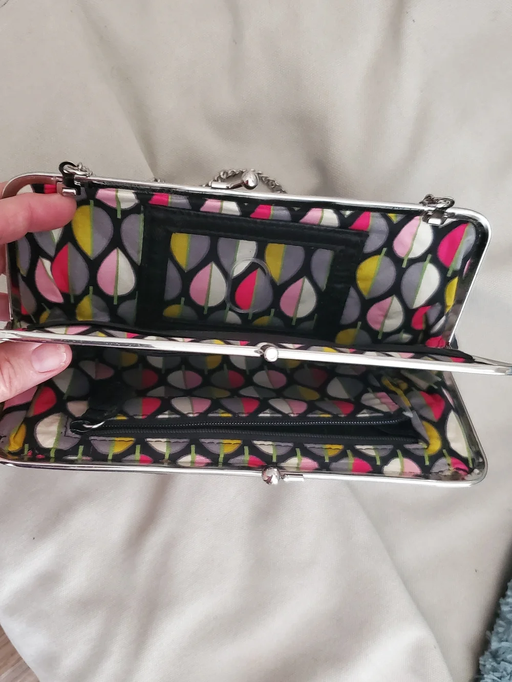 Vera Bradley Black Quilted Chain-Handle Clutch